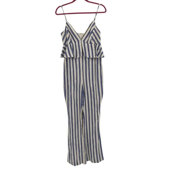 BCBG Generation Women's Size 8 Jumpsuit Gardenia Peplum Sleeveless Stripe Romper - Picture 1 of 16